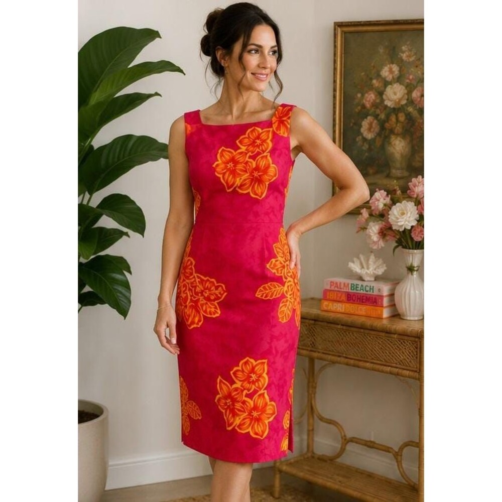 Vintage Y2K Maggie London Petites Size 8 100% Silk, Fully Lined, Tropical Floral